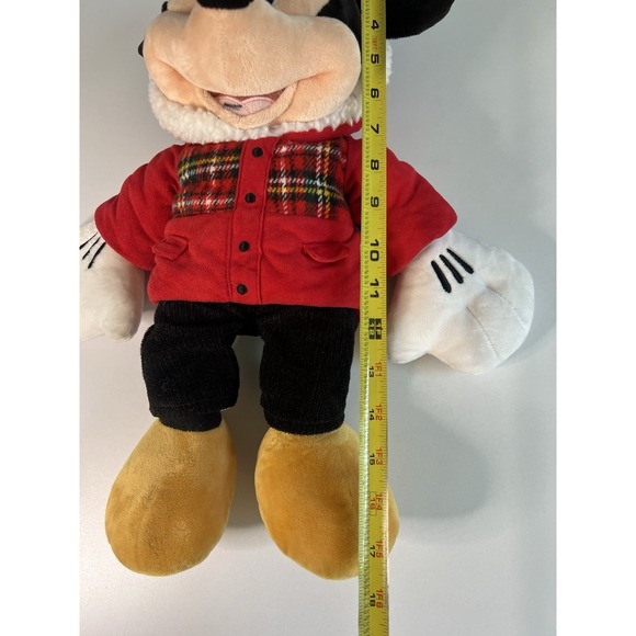 Disney Store Mickey Mouse 2011 Holiday Plush Red Plaid Hood Stuffed Toy - Picture 3 of 8